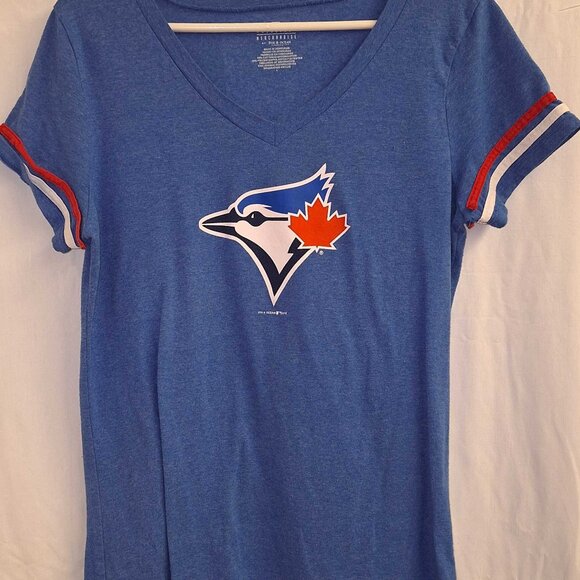 Toronto Blue Jays Women’s T-Shirt L V-Neck 5th & Ocean Genuine Merch Blue - Picture 1 of 4